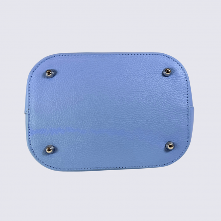 Sac Charlotte, sac bandoulière moderne femme en cuir azur