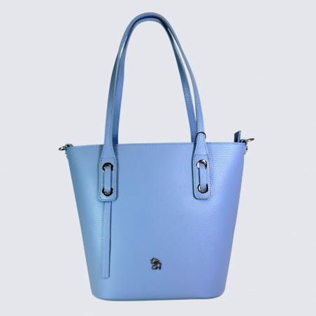 Sac Charlotte, sac bandoulière moderne femme en cuir azur