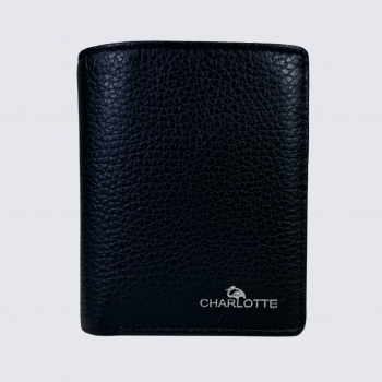 Porte feuilles Charlotte, porte feuilles moderne femme en cuir noir