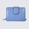 Porte feuilles Charlotte, porte feuilles moderne femme en cuir bleu ciel