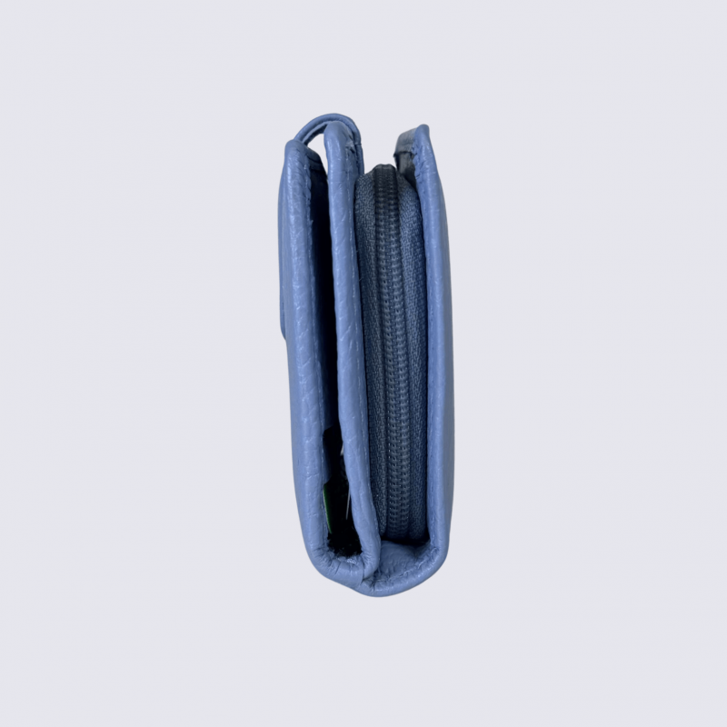 Porte feuilles Charlotte, porte feuilles moderne femme en cuir bleu ciel