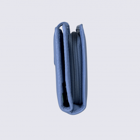 Porte feuilles Charlotte, porte feuilles moderne femme en cuir bleu ciel