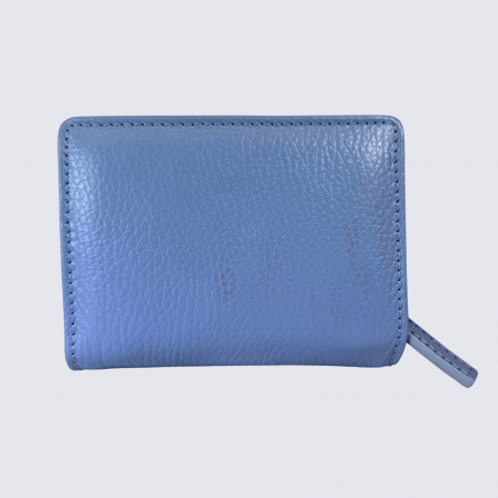 Porte feuilles Charlotte, porte feuilles moderne femme en cuir bleu ciel