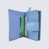 Porte feuilles Charlotte, porte feuilles moderne femme en cuir bleu ciel