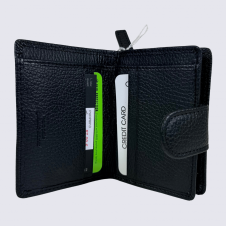 Porte feuilles Charlotte, porte feuilles moderne femme en cuir noir