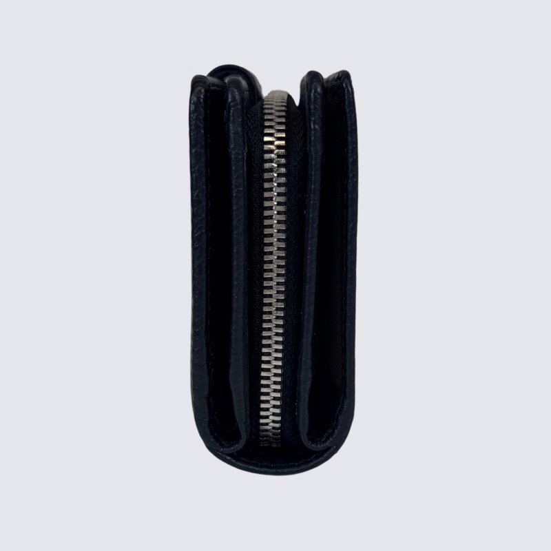 Porte feuilles Charlotte, porte feuilles moderne femme en cuir noir