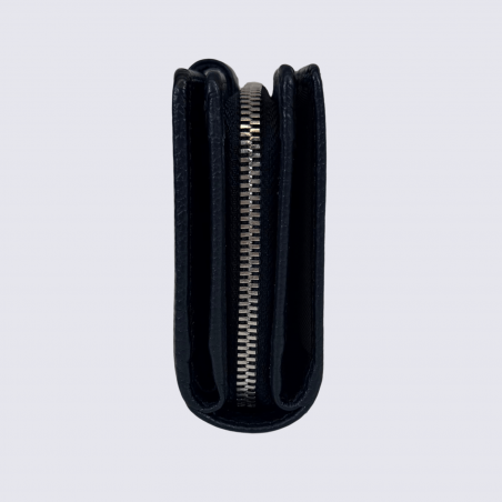 Porte feuilles Charlotte, porte feuilles moderne femme en cuir noir
