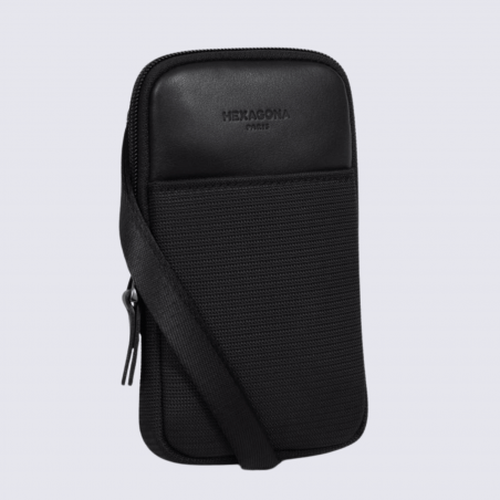 Sacoche Hexagona, sacoche homme en nylon et cuir noir