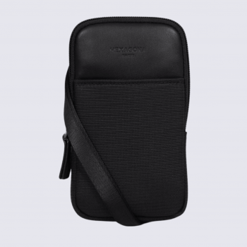 Sacoche Hexagona, sacoche homme en nylon et cuir noir
