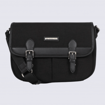 Sac porté travers Hexagona, sac porté travers en nylon noir