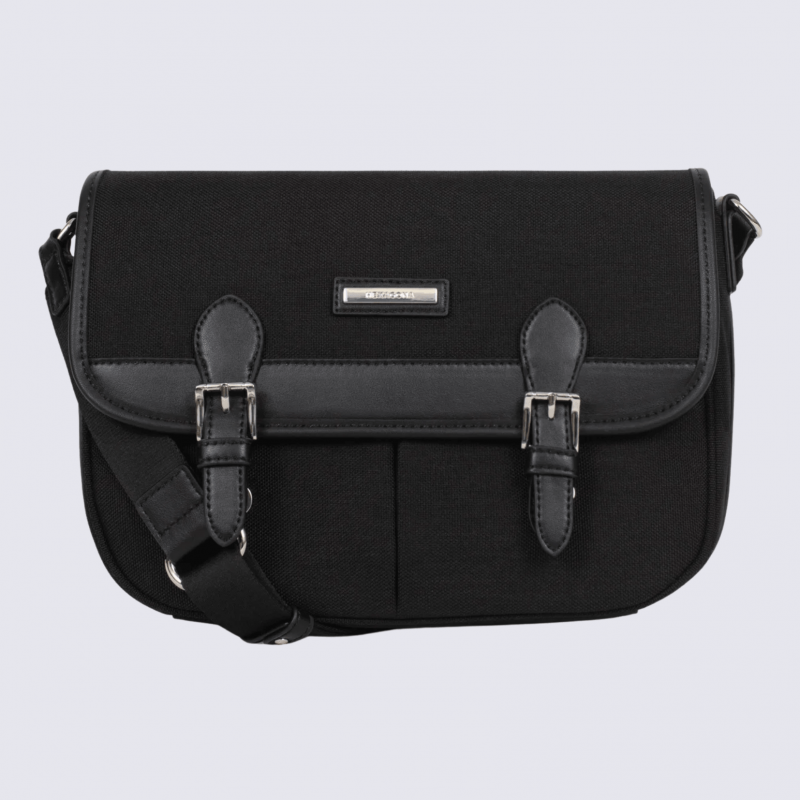 Sac porté travers Hexagona, sac porté travers en nylon noir