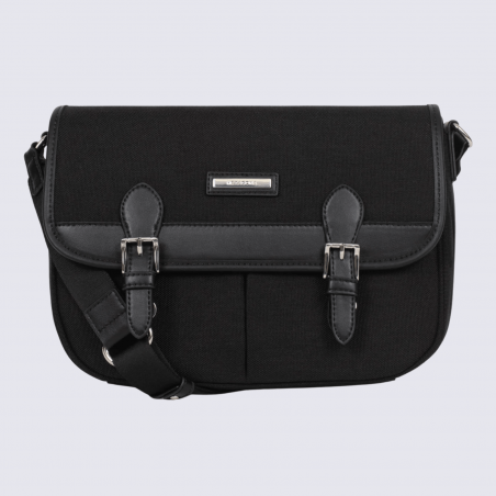 Sac porté travers Hexagona, sac porté travers en nylon noir