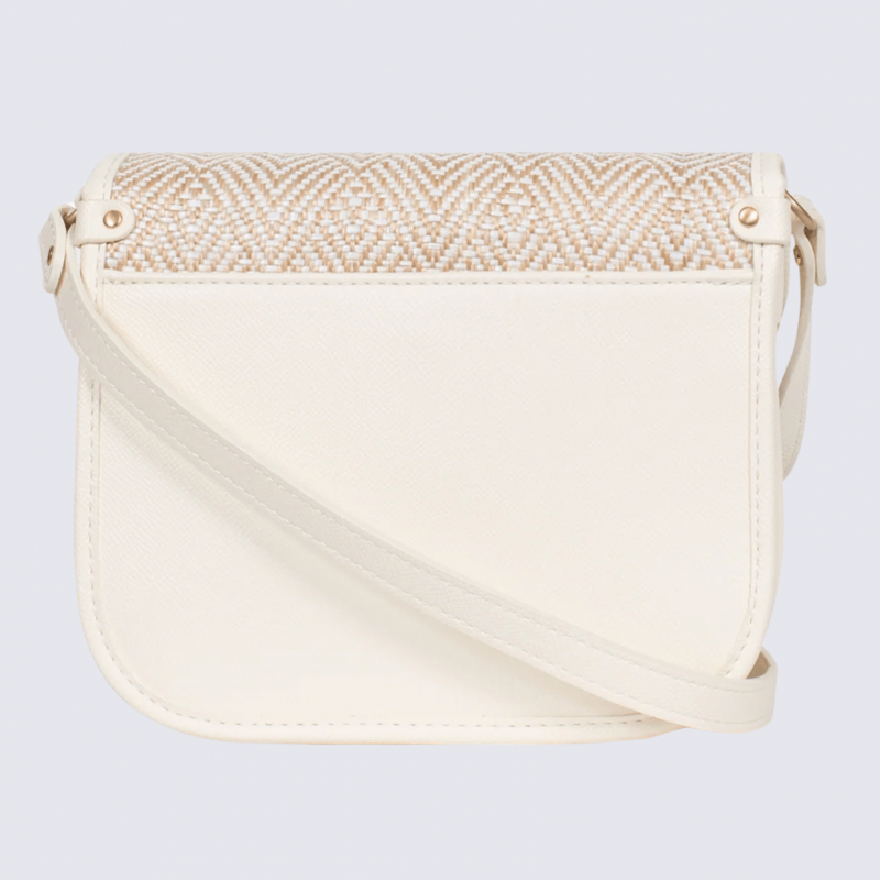 Sac porté travers Hexagona, sac porté travers en toile blanc