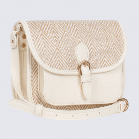 Sac porté travers Hexagona, sac porté travers en toile blanc