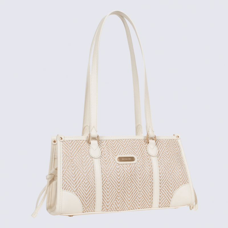 Sac porté épaule 2 anses Hexagona, sac porté épaule 2 anses en toile blanc