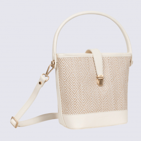 Sac porté main 1 poignée Hexagona, sac porté main 1 poignée en toile blanc