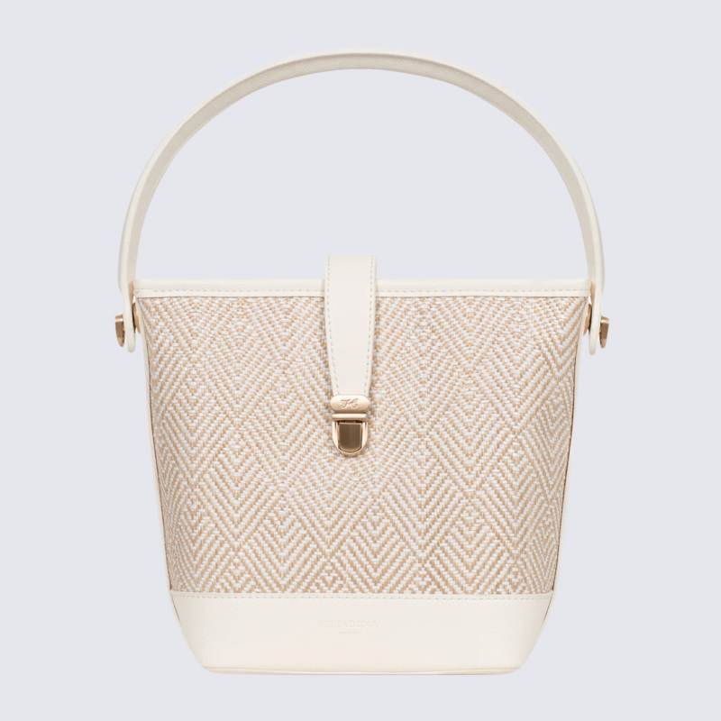 Sac porté main 1 poignée Hexagona, sac porté main 1 poignée en toile blanc