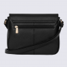 Sac porté travers Hexagona, sac porté travers en cuir noir