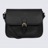 Sac porté travers Hexagona, sac porté travers en cuir noir