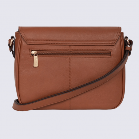 Sac porté travers Hexagona, sac porté travers en cuir terre