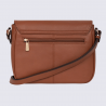 Sac porté travers Hexagona, sac porté travers en cuir terre