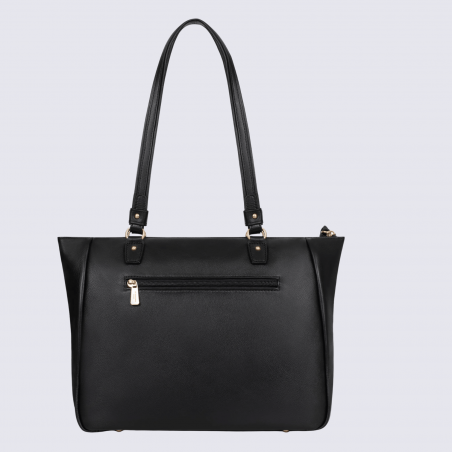 Sac porté épaule deux anses Hexagona, sac porté épaule deux anses A4 en cuir noir