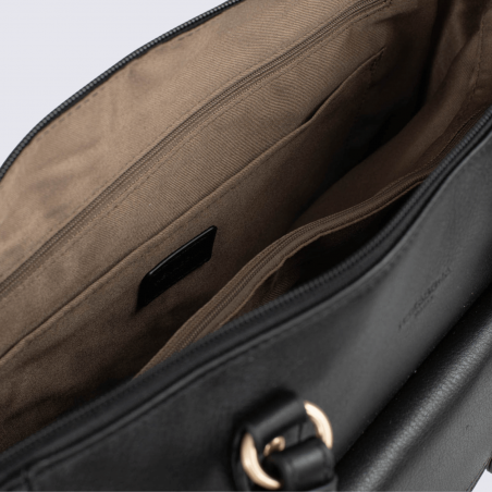 Sac porté épaule deux anses Hexagona, sac porté épaule deux anses A4 en cuir noir