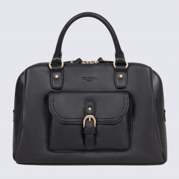 Sac porté main deux poignées Hexagona, sac porté main deux poignées en cuir noir