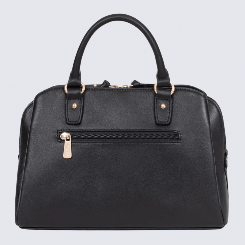 Sac porté main deux poignées Hexagona, sac porté main deux poignées en cuir noir