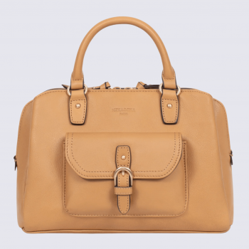Sac porté main deux poignées Hexagona, sac porté main deux poignées en cuir havane