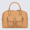 Sac porté main deux poignées Hexagona, sac porté main deux poignées en cuir havane
