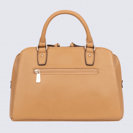 Sac porté main deux poignées Hexagona, sac porté main deux poignées en cuir havane