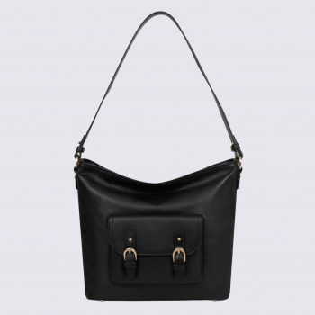 Sac besace Hexagona, sac besace en cuir noir