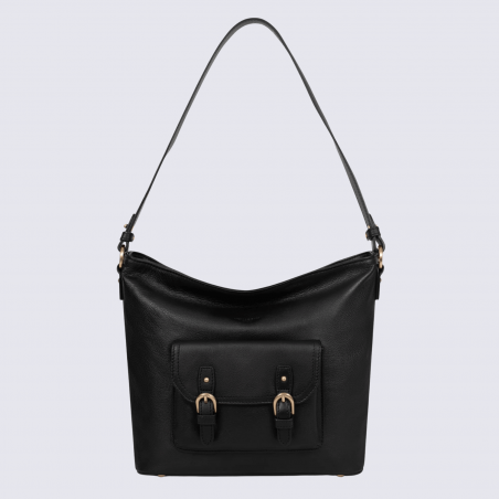 Sac besace Hexagona, sac besace en cuir noir