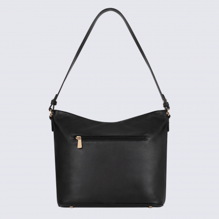 Sac besace Hexagona, sac besace en cuir noir