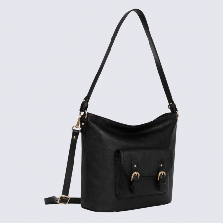 Sac besace Hexagona, sac besace en cuir noir