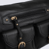 Sac porté travers Hexagona, sac porté travers en cuir noir