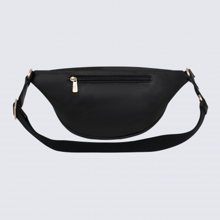 Sac porté travers Hexagona, sac porté travers en cuir noir
