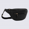 Sac porté travers Hexagona, sac porté travers en cuir noir