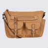 Sac porté travers Hexagona, sac porté travers en cuir havane