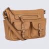 Sac porté travers Hexagona, sac porté travers en cuir havane