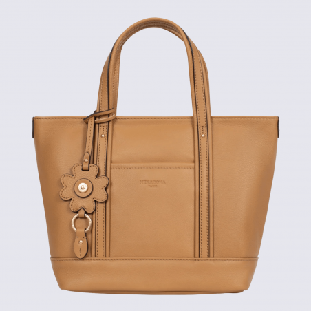 Sac cabas porté main Hexagona, sac cabas porté main en cuir havane