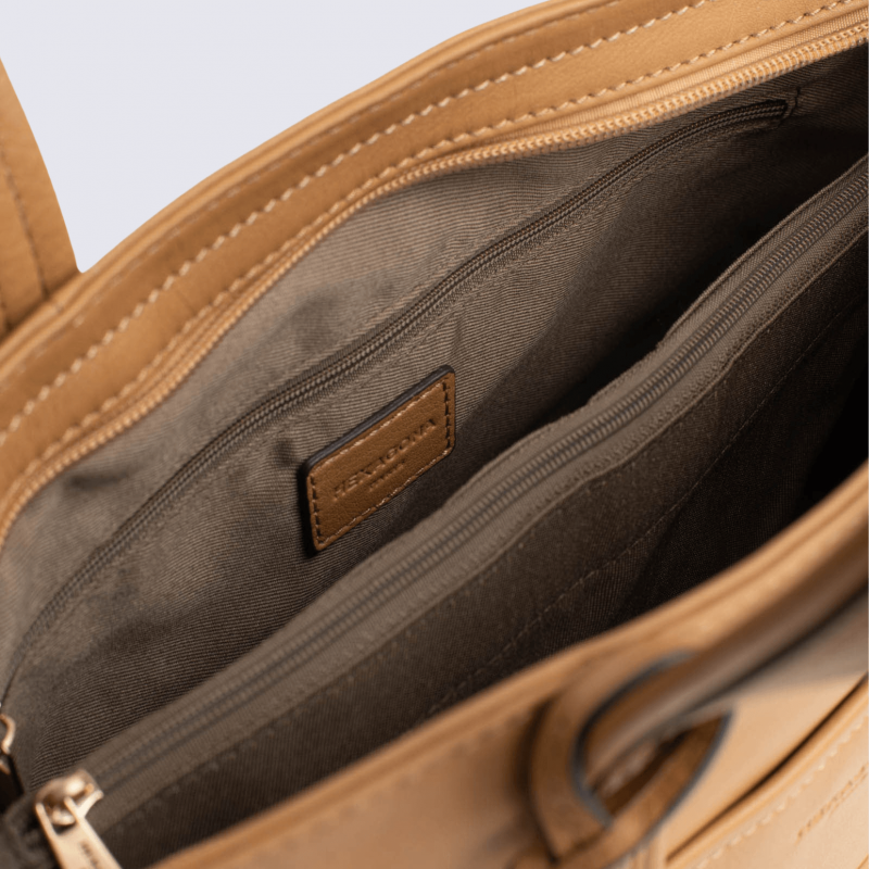 Sac cabas porté main Hexagona, sac cabas porté main en cuir havane