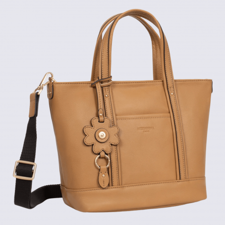 Sac cabas porté main Hexagona, sac cabas porté main en cuir havane