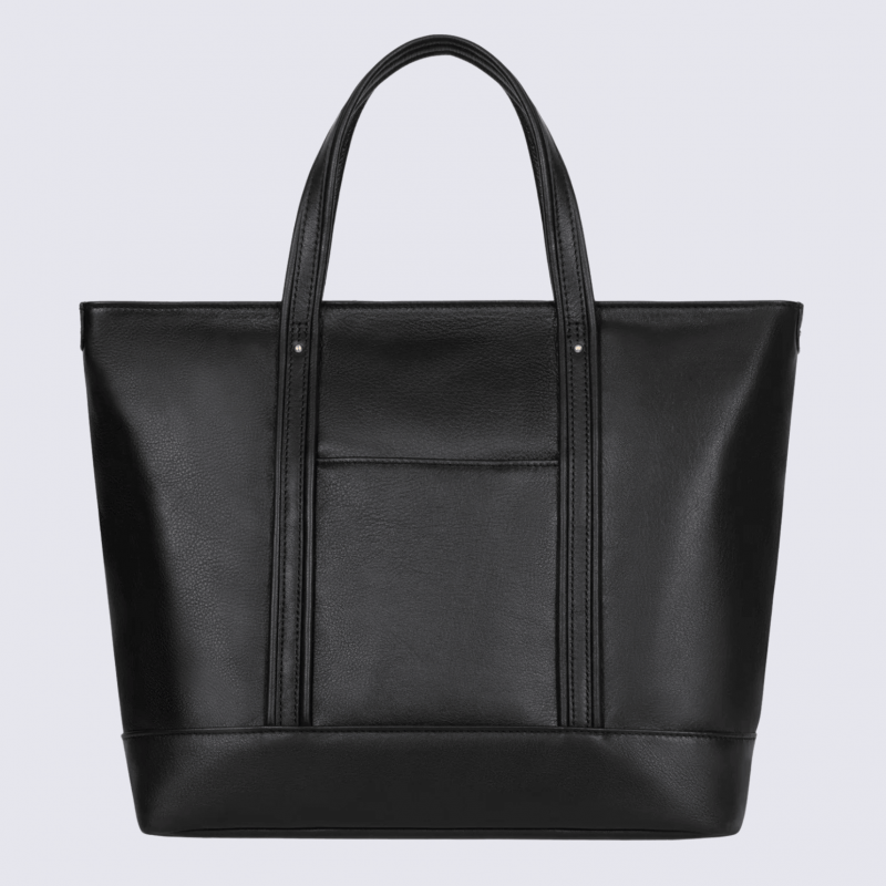 Sac cabas porté main Hexagona, sac cabas porté main en cuir noir