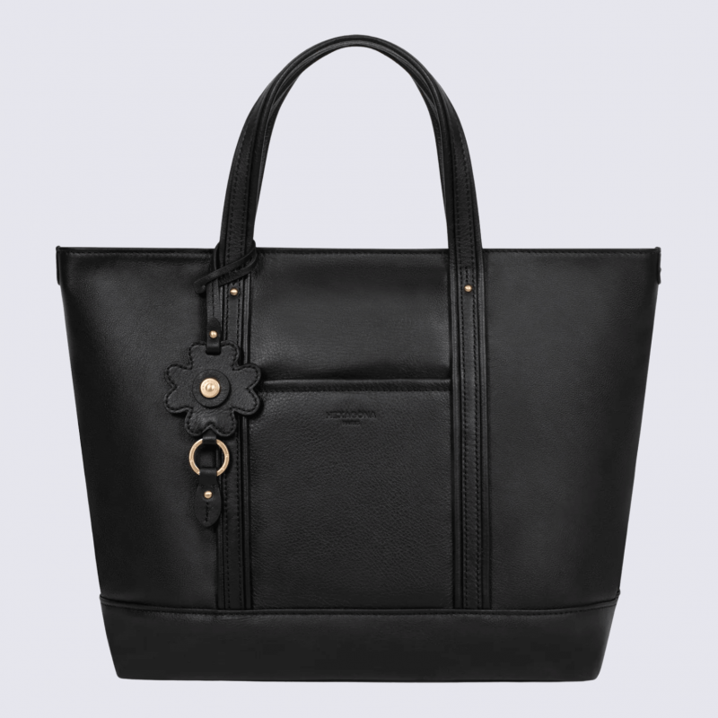 Sac cabas porté main Hexagona, sac cabas porté main en cuir noir