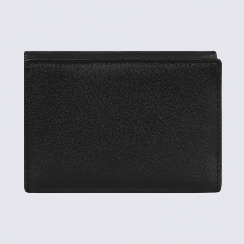 Portefeuille Hexagona, Portefeuille femme en cuir de vachette noir