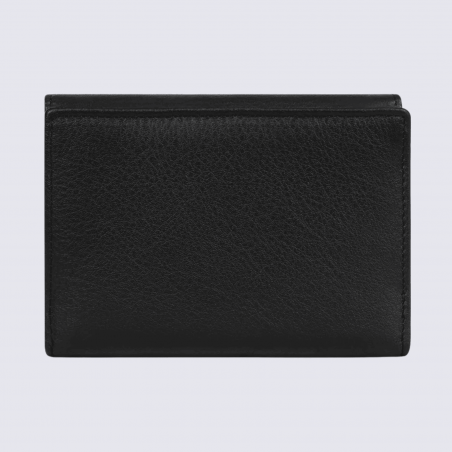 Portefeuille Hexagona, Portefeuille femme en cuir de vachette noir