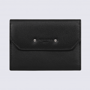 Portefeuille Hexagona, Portefeuille femme en cuir de vachette noir