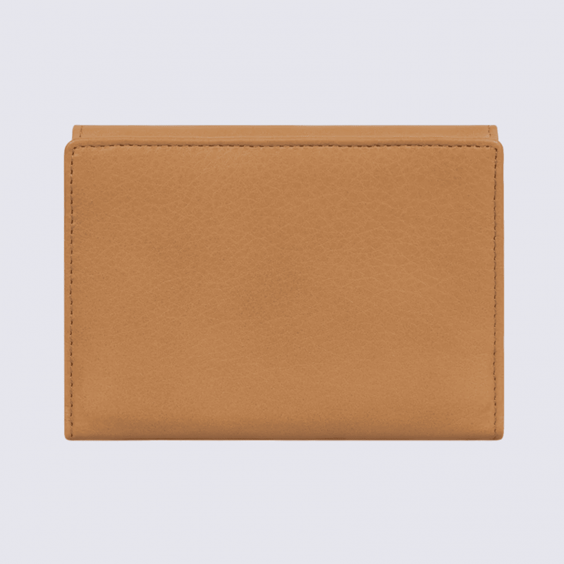 Portefeuille Hexagona, Portefeuille femme en cuir de vachette havane
